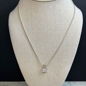 925 Sterling Silver Necklace with Square CZ Pendant